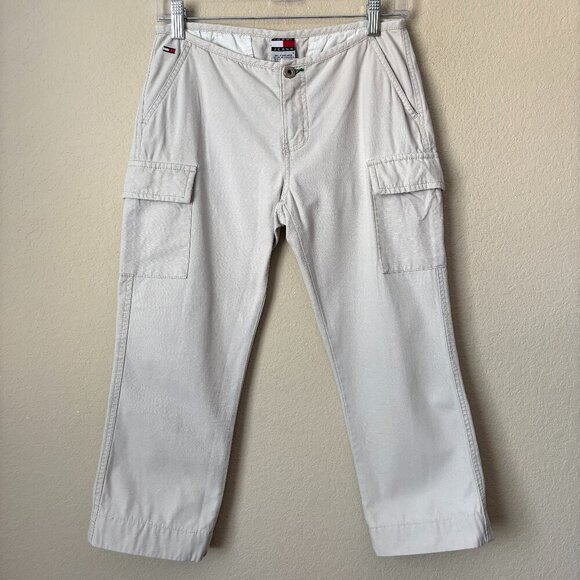Tommy Hilfiger Vintage 90s Y2K Low Rise Cargo Capri Cropped Khaki Pants - Picture 1 of 9